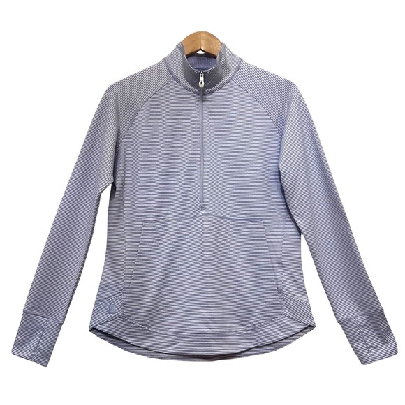 Kate Lord Collection Tops - Kate Lord Collection Womens Lavender Striped Quarter Zip Pullover Golf Shirt Med